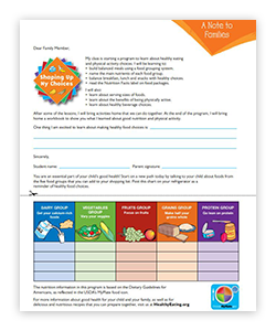 Use the Family Letter on the first day of teaching the program. 
